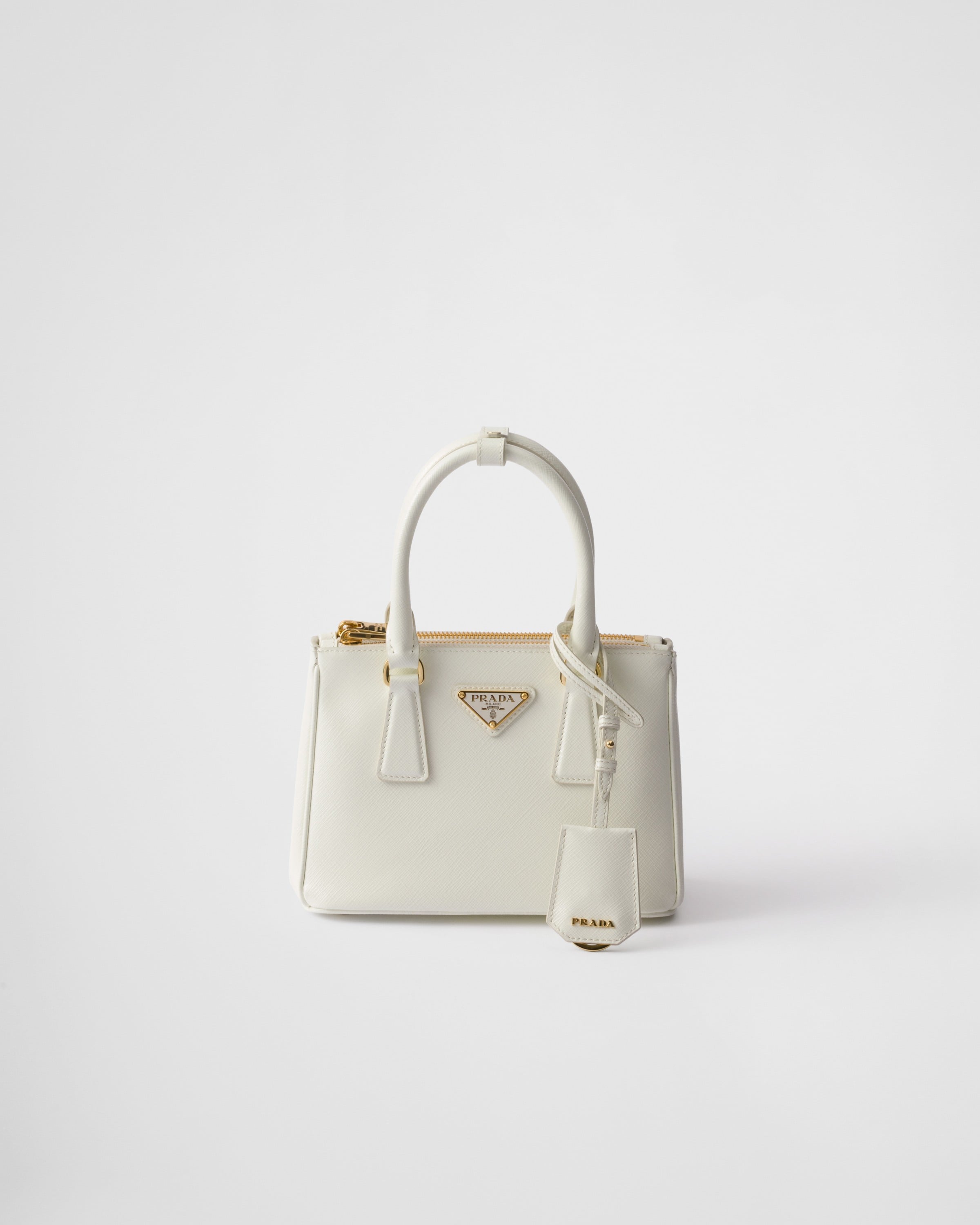 Мини-сумка Prada Galleria из лаковой кожи Saffiano Prada, белая