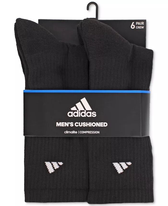 Мужские спортивные носки с мягкой подкладкой, 6 пар в упаковке adidas, черный — фото 2