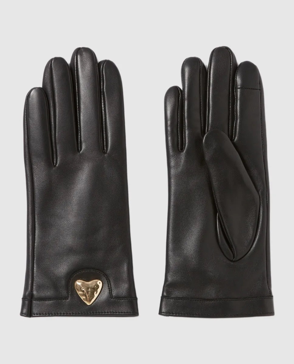 

Женские кожаные перчатки с золотым сердцем Claudie Pierlot