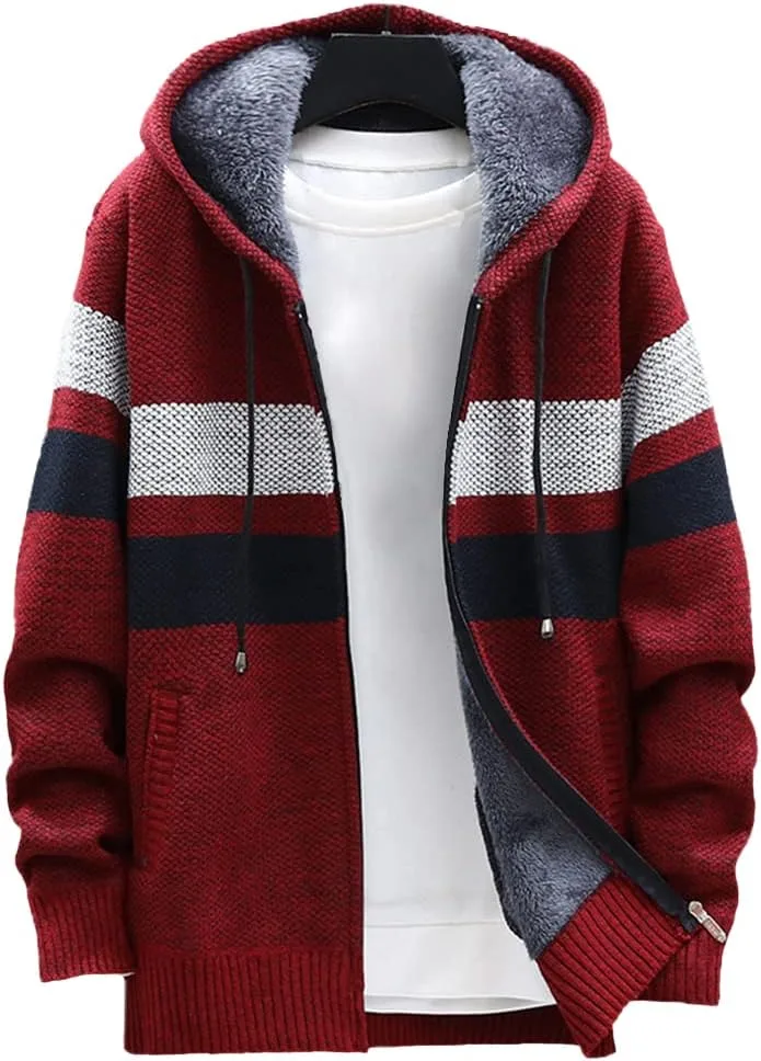 

Мужской свитер в полоску с молнией JUUCWOUT