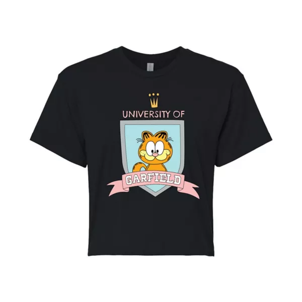 

Детская укороченная футболка Garfield University Licensed Character, черный