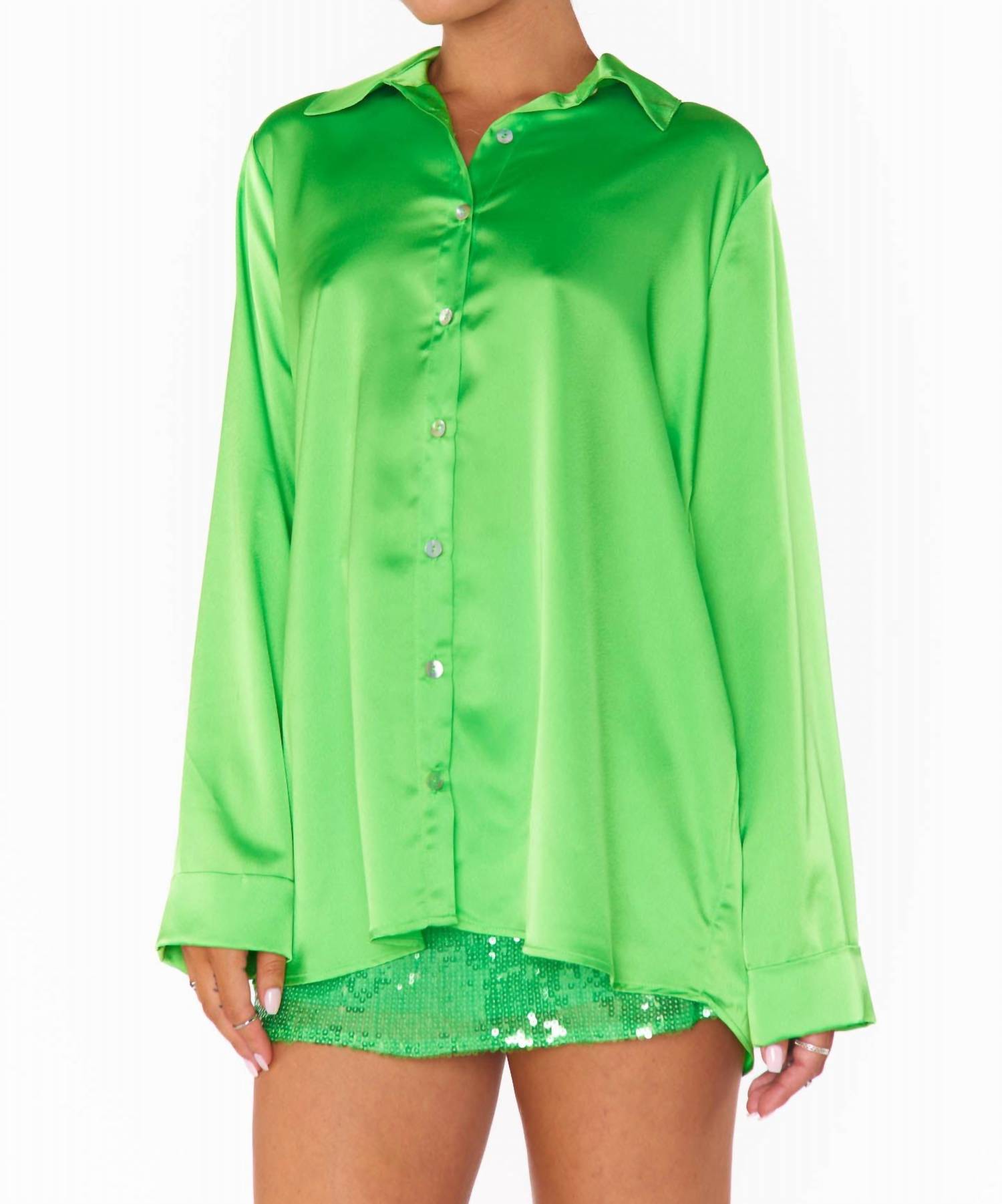 

Рубашка Smith Button Down в ярко-зеленом цвете Luxe Show Me Your Mumu
