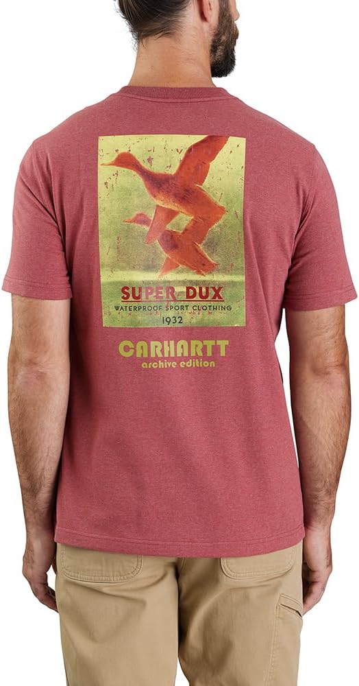 

Мужская свободная футболка Carhartt Heavyweight с короткими рукавами и принтом Super Dux, Apple Butter Heather