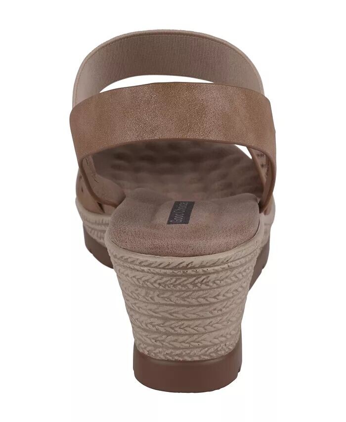 Женские босоножки Bane на танкетке с эластичной двойной резинкой и декором GC Shoes, коричневый/бежевый — фото 3
