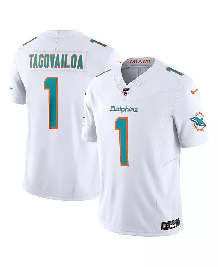 

Мужская футболка Miami Dolphins Vapor F.U.S.E. Limited белого цвета с именем Tua Tagovailoa Nike