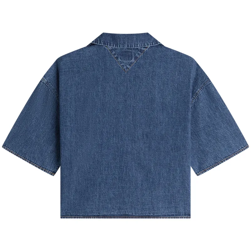 Tommy Hilfiger Рубашка Women's Denim Blue 1A5 Cuban Collar Moderate Denim — фото 3