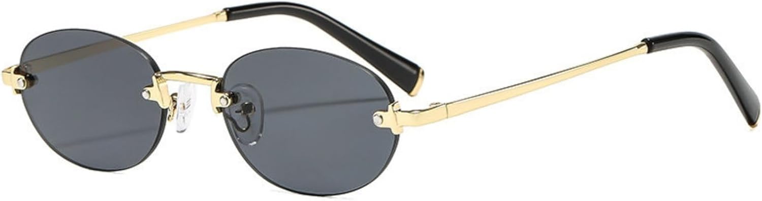 

Солнцезащитные очки Willochra Trendy Oval для женщин и мужчин, ретро, ​​без оправы, в стиле 90-х, маленькие, круглые, в металлической оправе, черные, с защитой от УФ-излучения UV400, C2