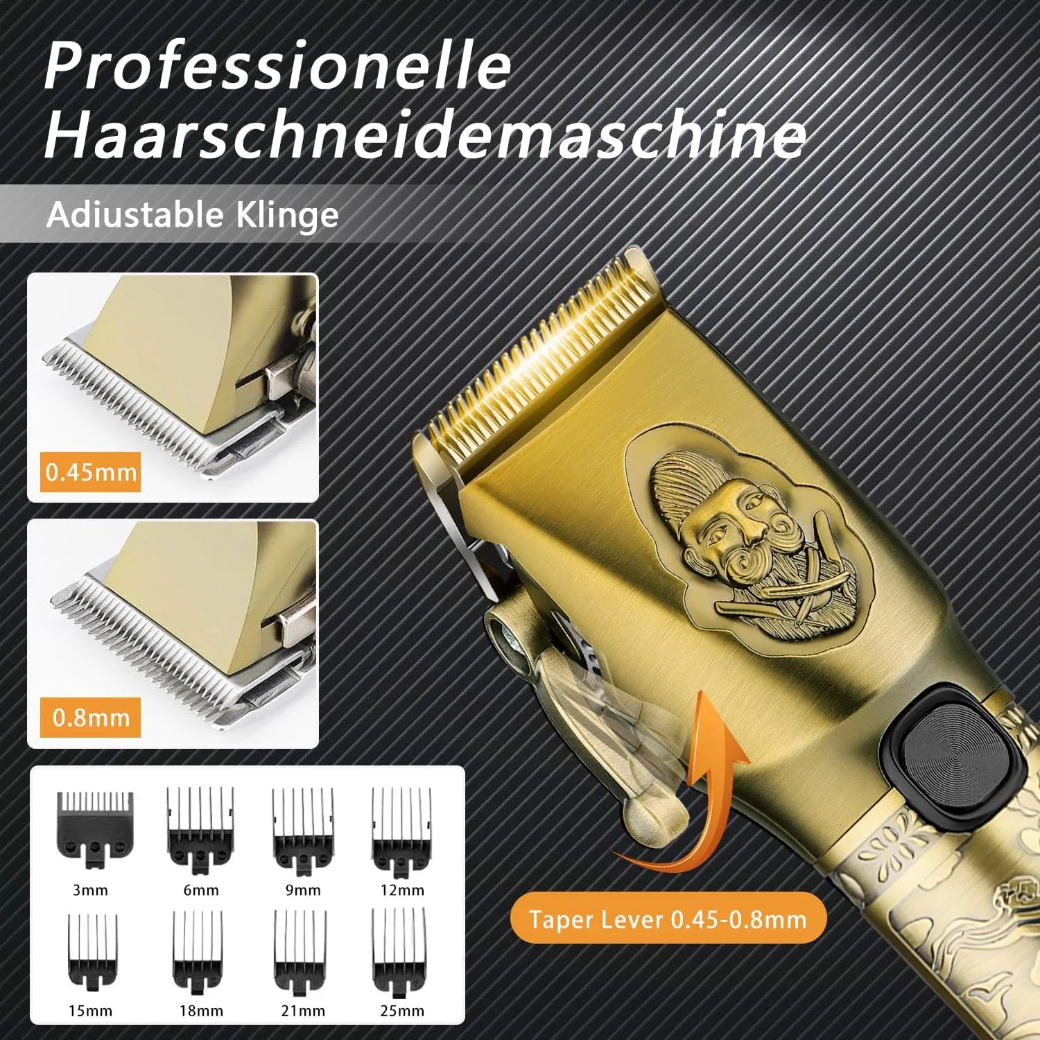 Набор для стрижки волос и бороды от Professional Kuxssul, Gold — фото 3