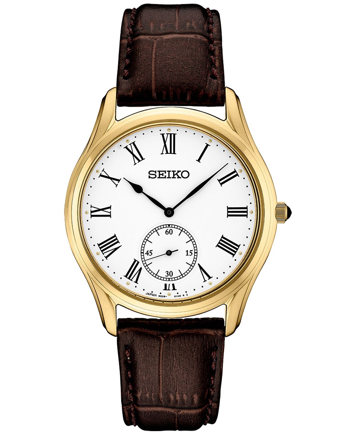 

Мужские аналоговые часы Essentials с коричневым кожаным ремешком, 39 мм Seiko