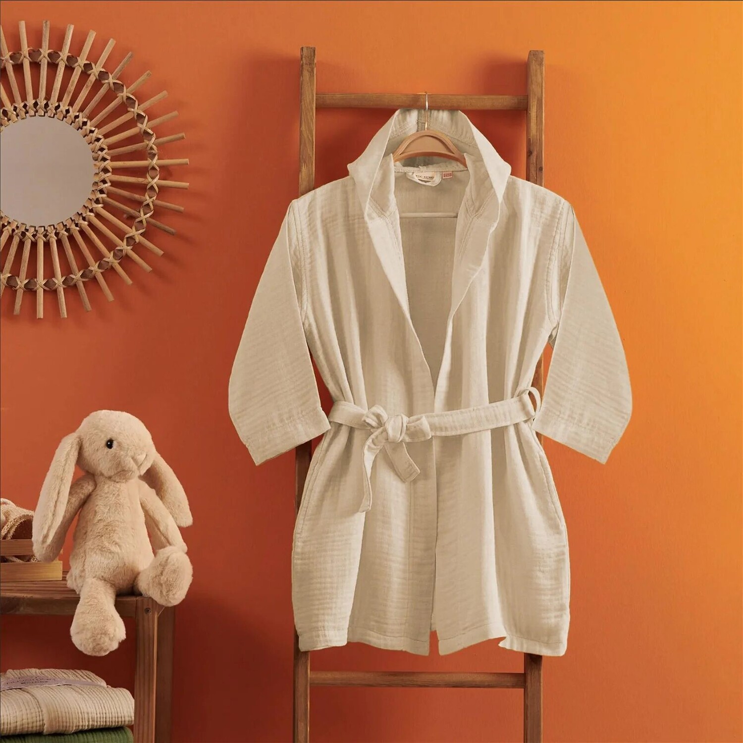 

Детский 4-слойный муслиновый халат Nuvomon - экрю - 8-10 лет