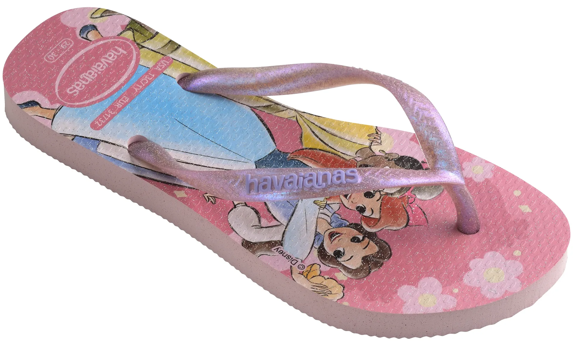 

Шлепанцы Havaianas "KIDS SLIM PRINCESS", летняя обувь, горки для бассейна, отпуск, с милым дизайном принцессы, розовый
