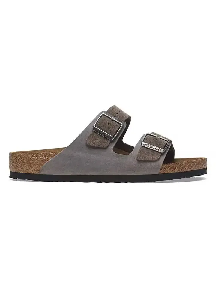 Домашние тапочки на ремне, кожаные, Birkenstock, антрацит