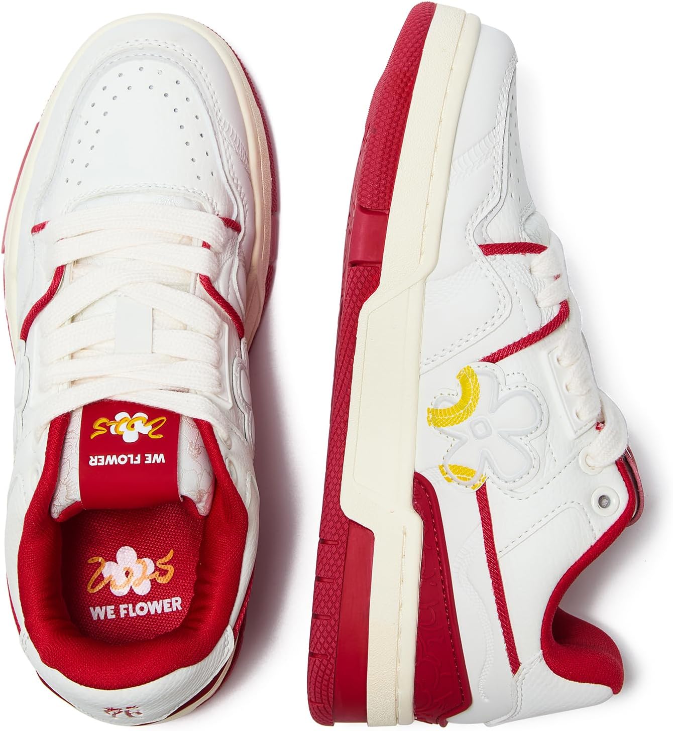 

Модные кроссовки для мужчин и женщин - роскошные дизайнерские туфли из премиальной коровьей кожи - дышащие и удобные теннисные ходовые кроссовки для повседневной носки We Flower, красный