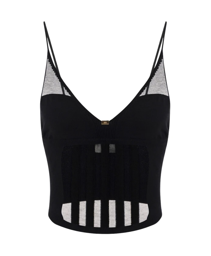 

Топ с прозрачными деталями и корсетным кроем. Elisabetta Franchi, черный