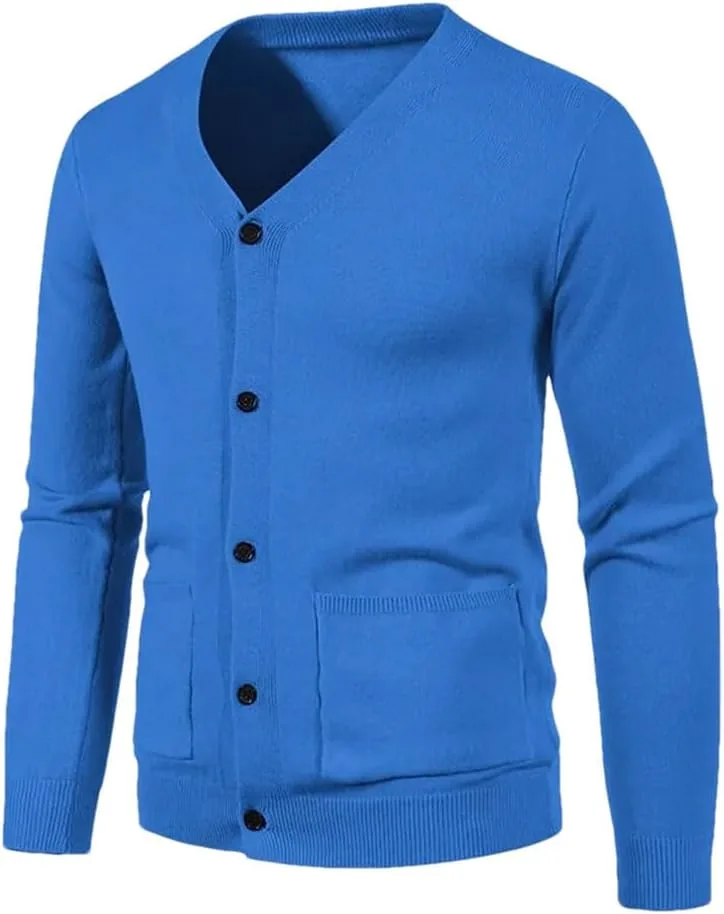 

Мужской кардиган с V-образным вырезом и карманами