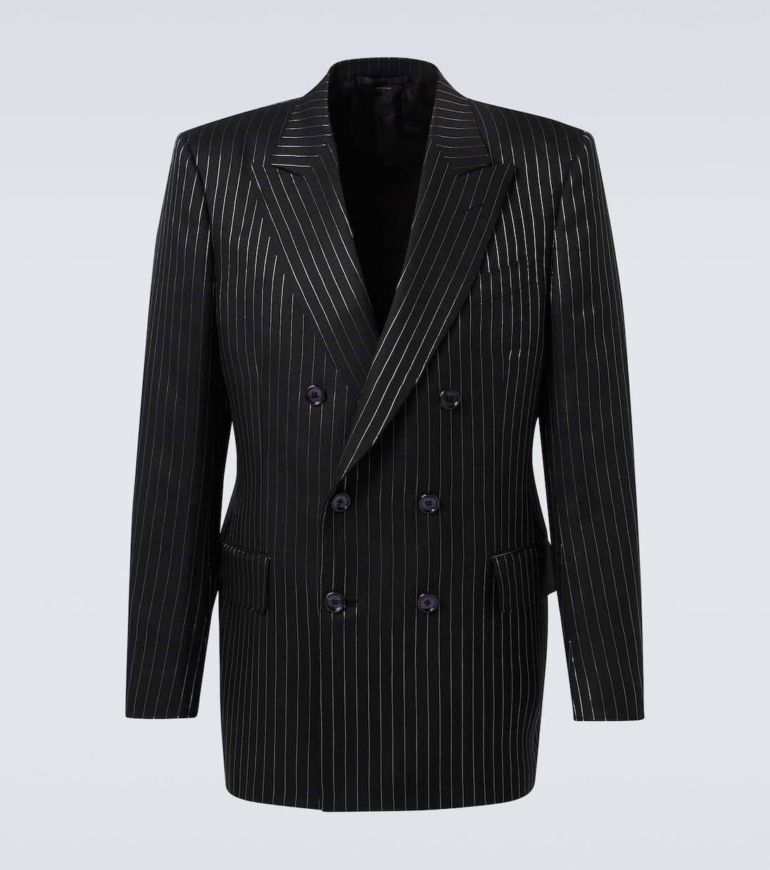 

Полосатый блейзер из шерсти и шелкового ламе Tom Ford, Black & Silver