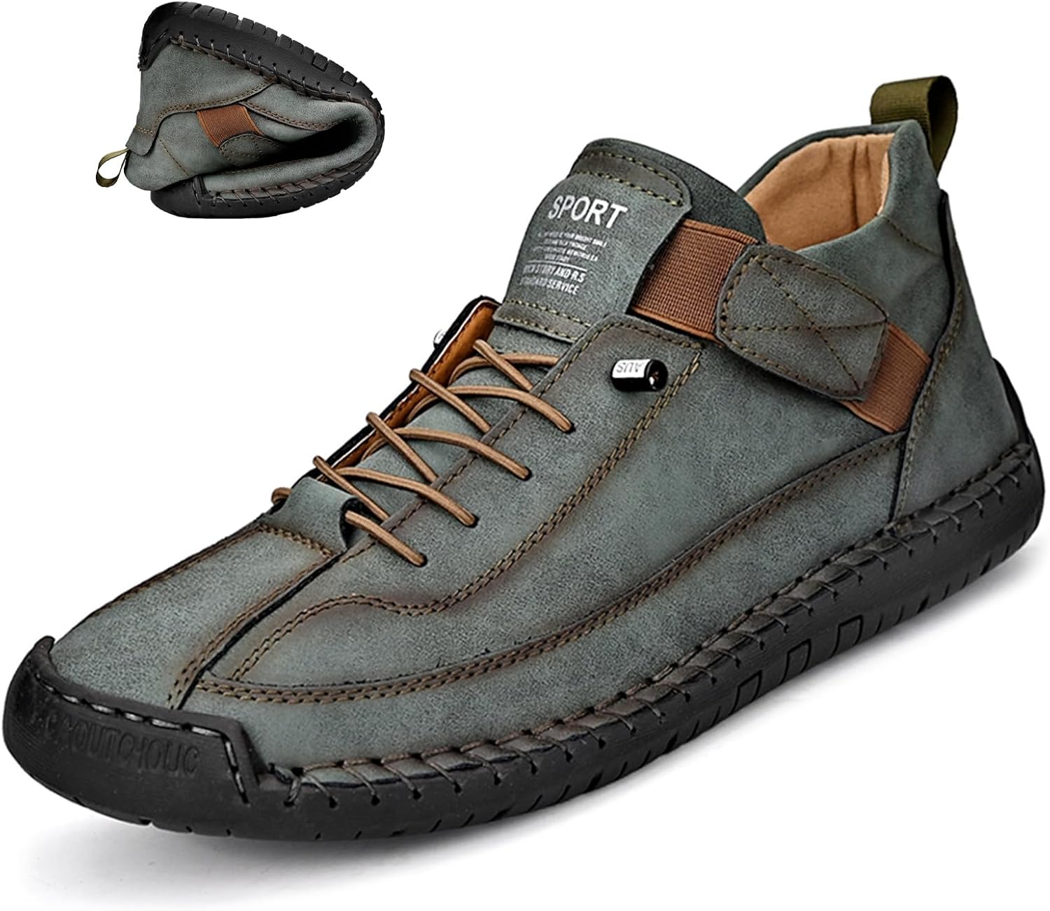 

Мужские кожаные ботинки Optigard Chukka на щиколотку, ручная работа, Beck Shoes, высокие повседневные, водонепроницаемые, из натуральной кожи, без шнурков, легкие, противоскользящие, для активного отдыха, походов, кемпинга и вождения, зеленый