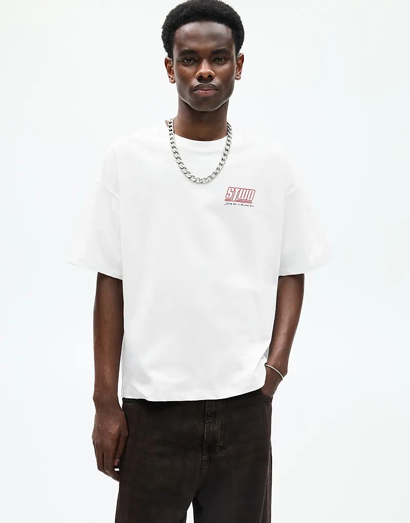 

Футболка Pull&Bear STWD с принтом на спине, бежевого цвета