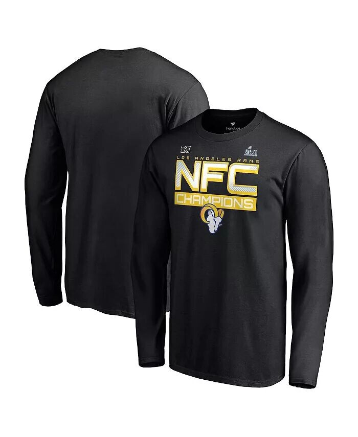 

Мужская черная футболка с длинным рукавом Los Angeles Rams 2021 NFC Champions Iconic с наклоном Fanatics