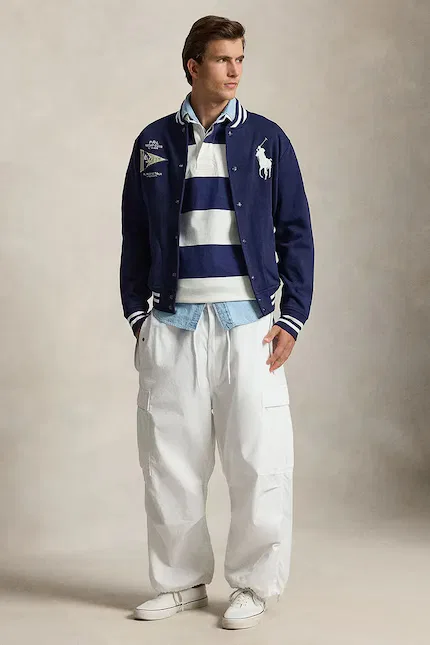 Бомбер из мягкого хлопка Polo Ralph Lauren, синий — фото 3
