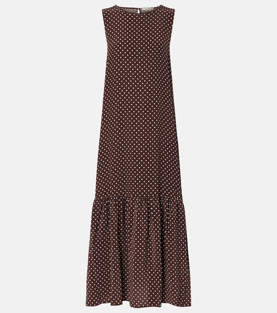 

Платье миди из шёлка в горошек Asceno, Umber Brown Dot