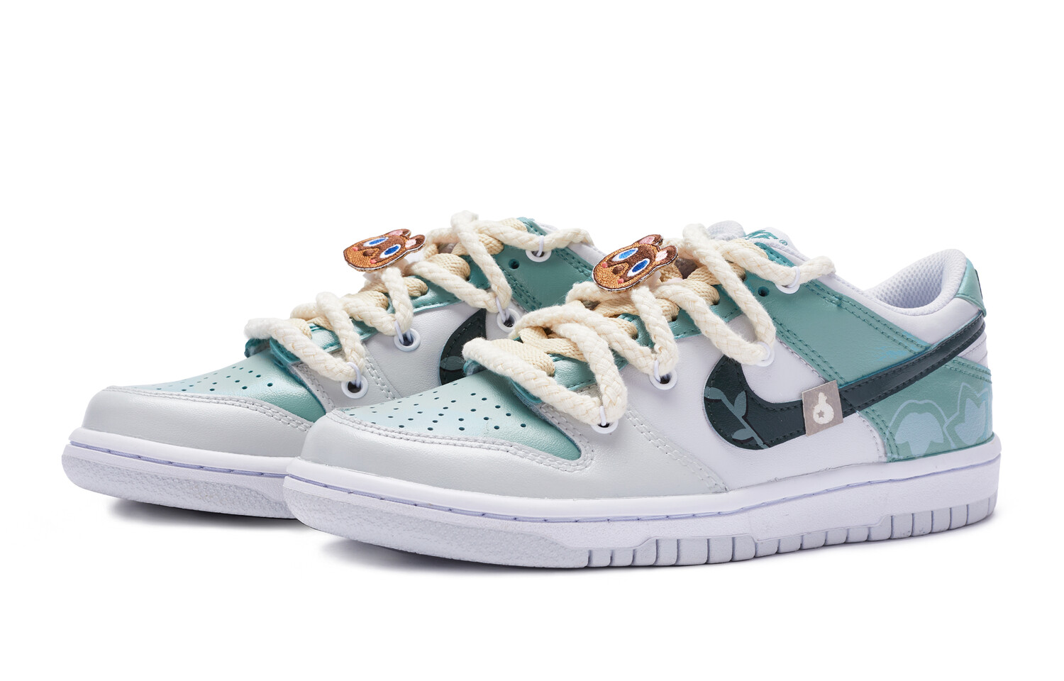 

Кроссовки Nike Dunk Skateboard Shoes Women's Low-Top White Blue/Green