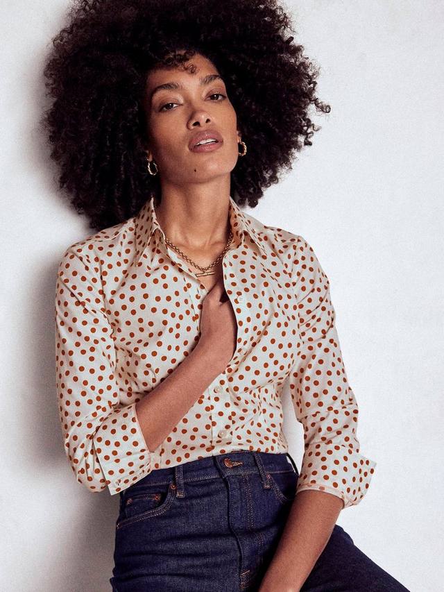 

Саския Спот Растягивающаяся Рубашка Boden, Cognac/Multi