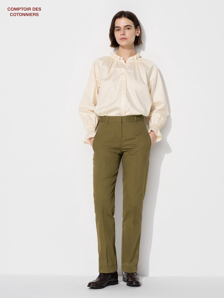 

Узкие прямые брюки из хлопка Uniqlo, зеленые
