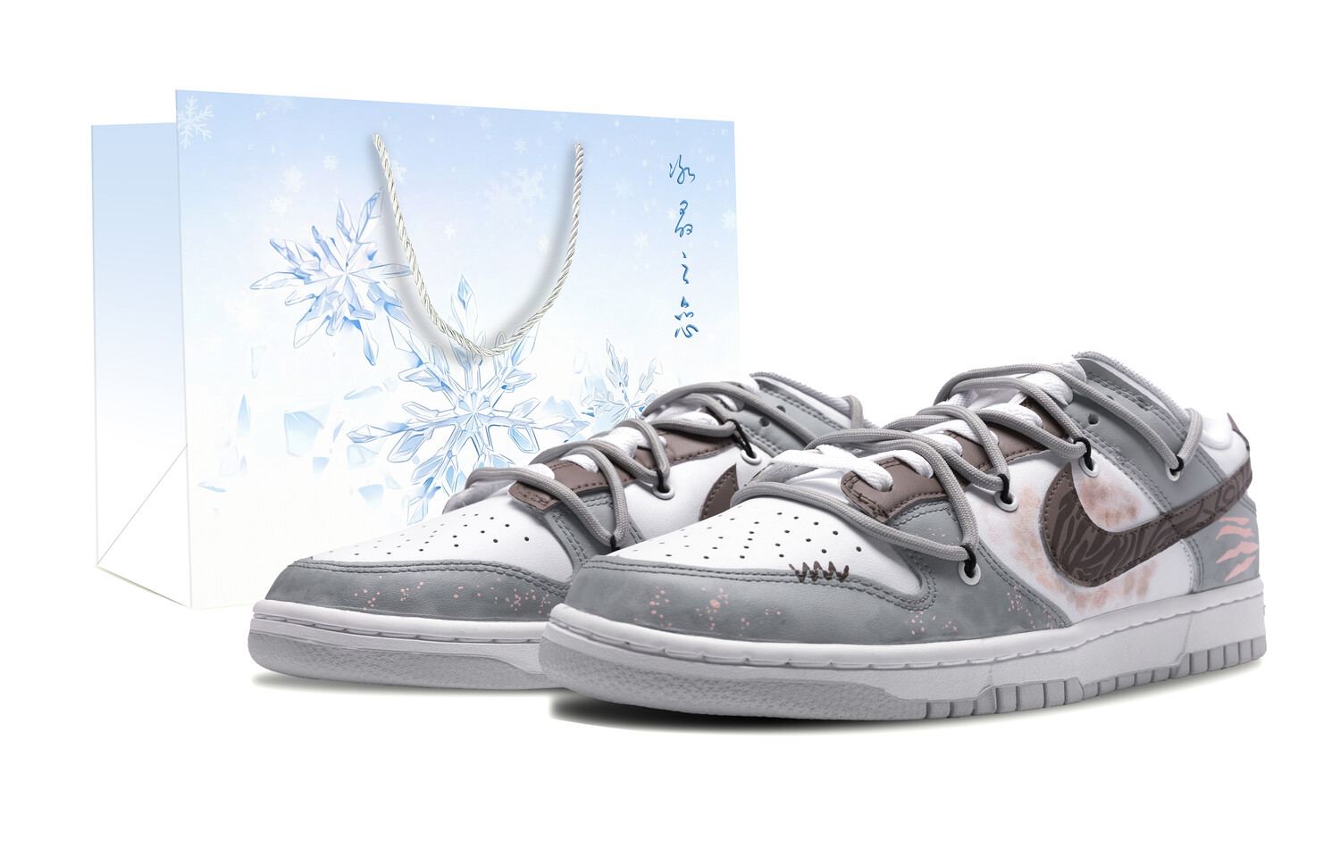 

Кроссовки Nike Dunk Skateboarding Shoes Women's Low-top Brown, светло-серый