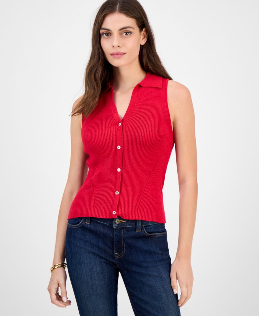 

Женский поло-свитер без рукавов Shine с завязками на шее Tommy Hilfiger, Scarlet