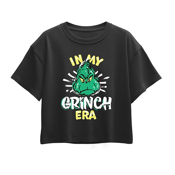 

Футболка для девочек 7-16 лет dr seuss the in my era boxy Grinch, Black