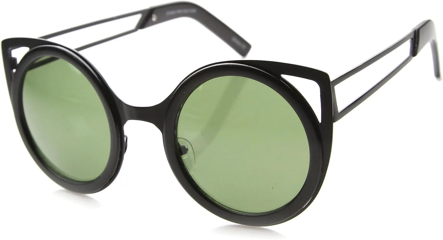 

Солнцезащитные очки zeroUV в футуристическом стиле с массивной оправой и металлическими вставками, круглые, в форме «кошачьего глаза», 50 мм, Black / Green