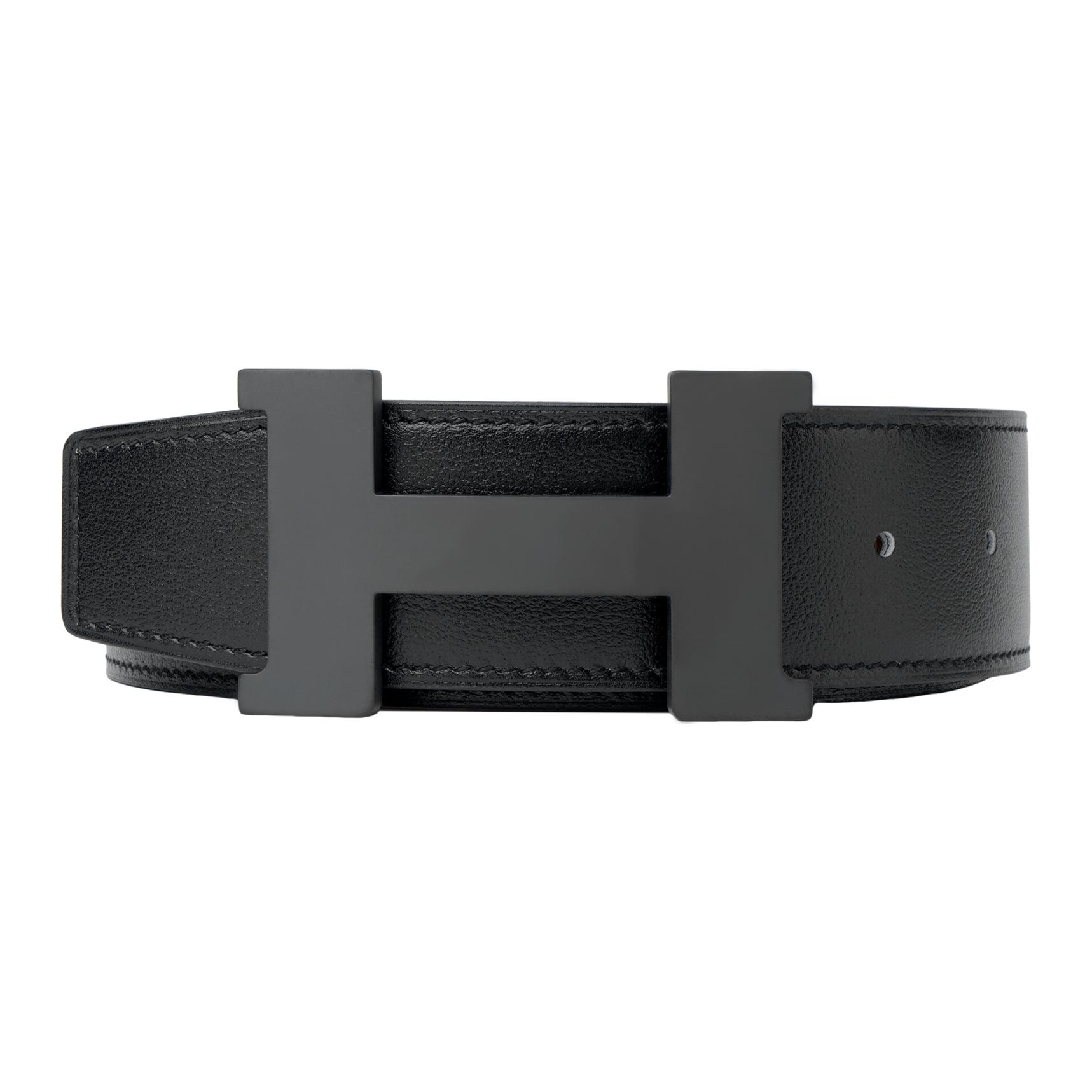 

HERMES Кожаный ремень мужской черный и эбеновый, Black & Ebony