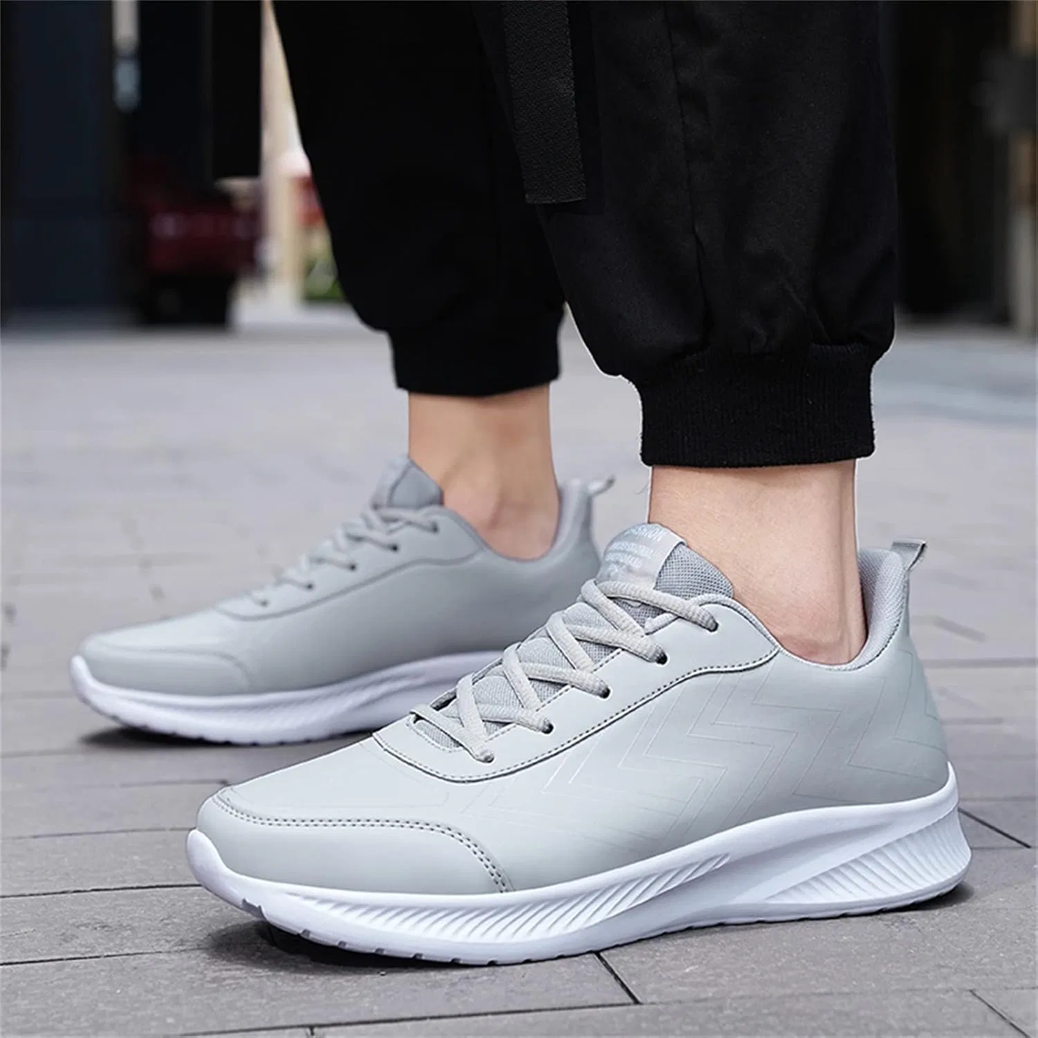 Туфли Casual Shoes Men's Shoes Large Size Casual Leather Print Laace Up Casual Fashion Simple Shoes Running Generic, Grau — фото 3
