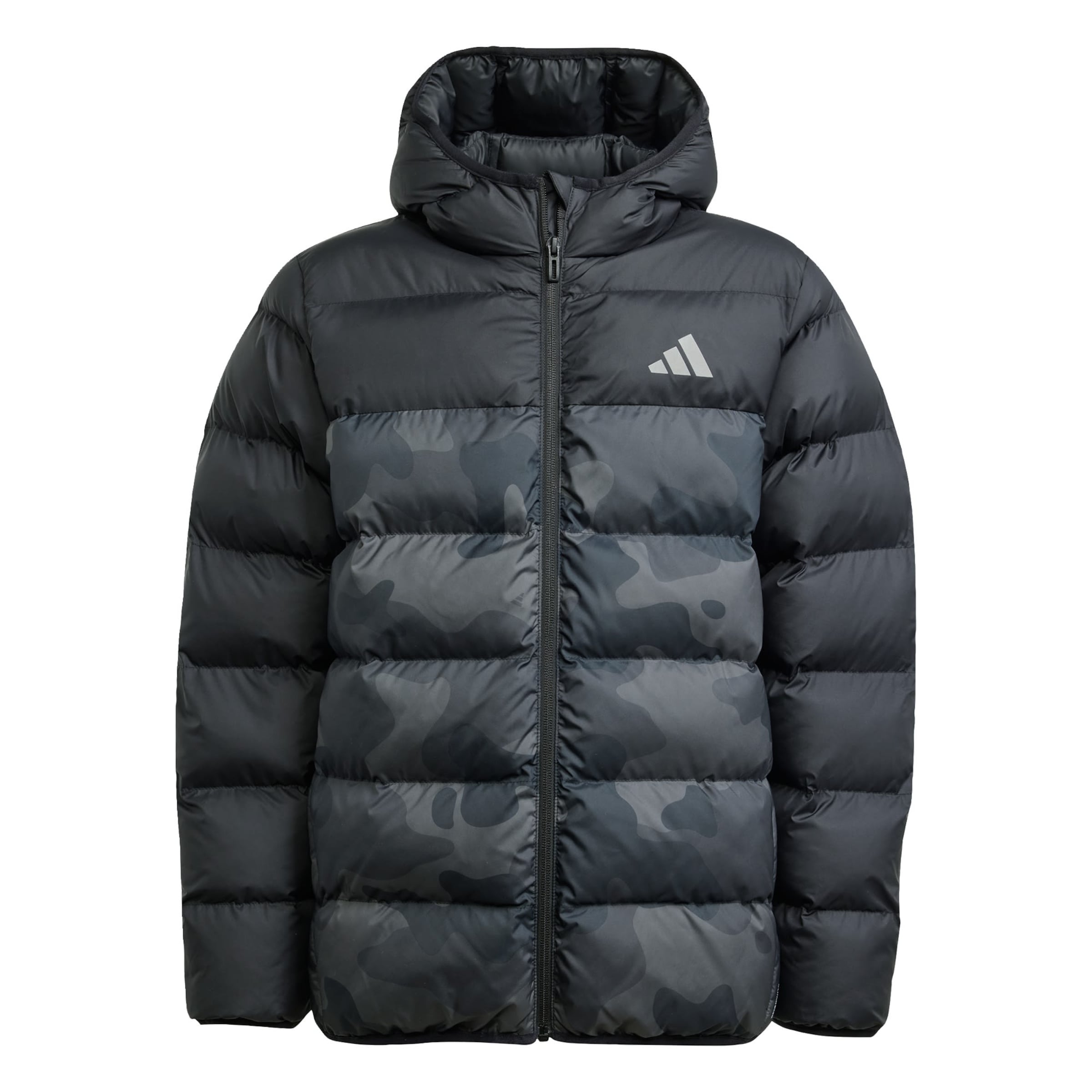 

Adidas Sportswear Атлетическая куртка 'Synthetic Down Allover-Print Jacket' в черном цвете