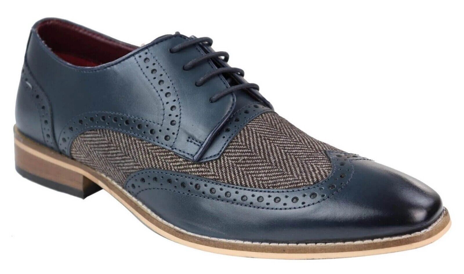 Мужские классические оксфорды Navy Brogue Derby в коричневой коже House Of Cavani — фото 3