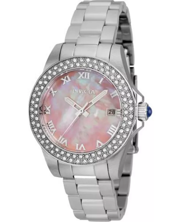 

Женские кварцевые часы Angel 36070 с тремя стрелками и розовым циферблатом Invicta, silver