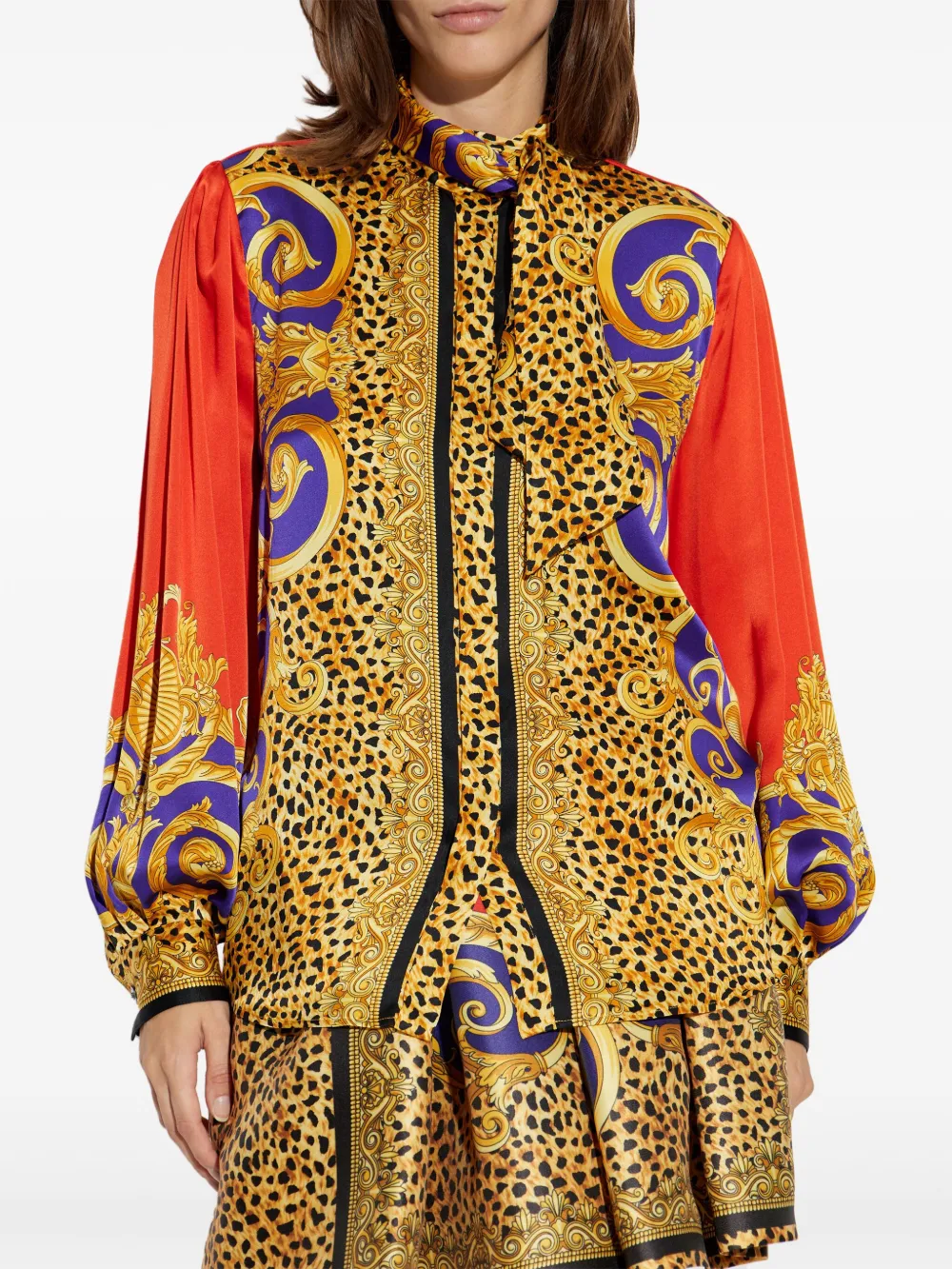 Топ с рукавами-буфами и принтом в стиле барокко VERSACE, желтый — фото 3