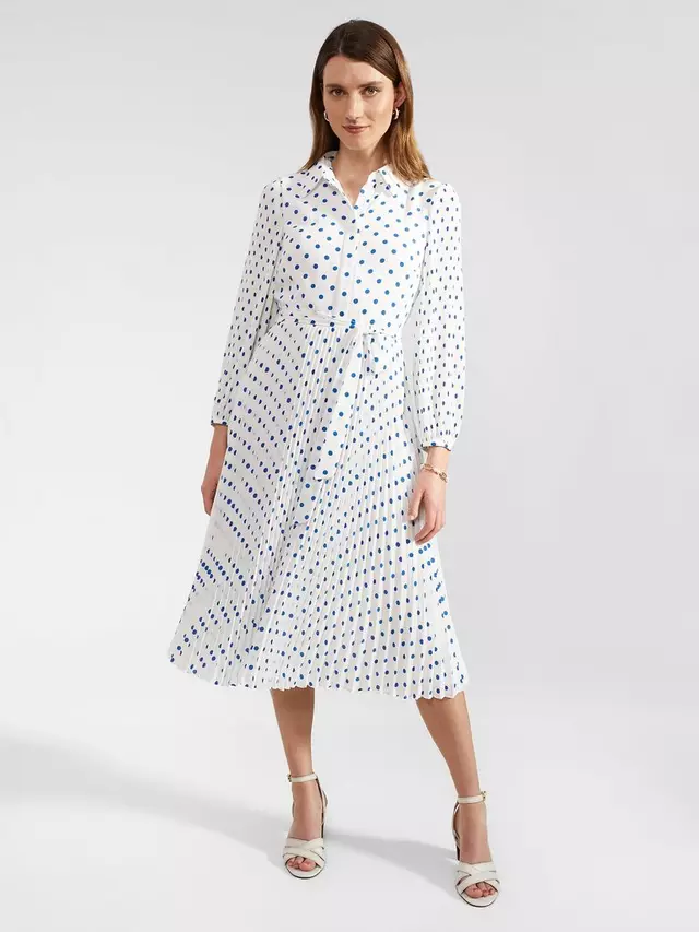 

Платье Hobbs Petite Tallulah Polka Dot Midi, цвет ivory/blue
