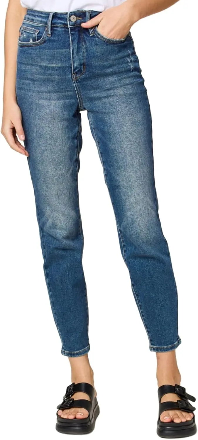 

Judy-B женские джинсы casual с эффектом коррекции фигуры, завышенная талия, средний синий Yanhoo