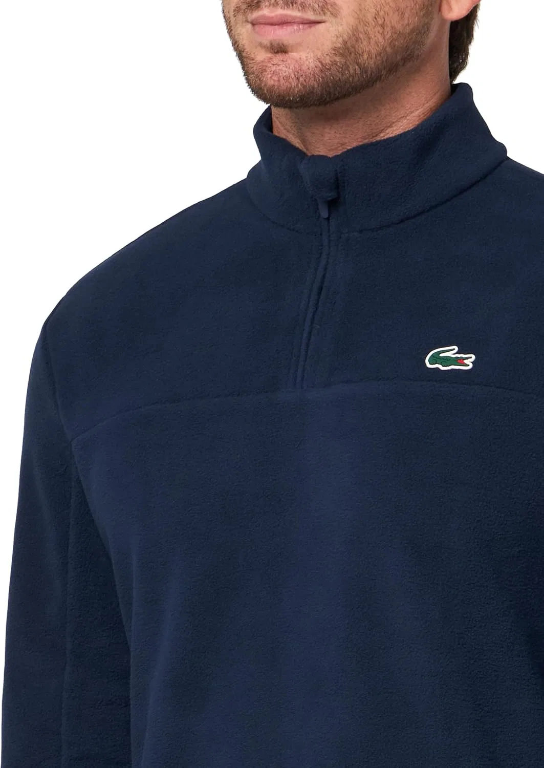 Мужская флисовая футболка Lacoste для гольфа, с молнией до четверти длины, обычный крой, 100% полиэстер — фото 3