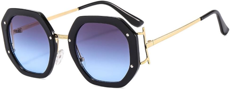 

Солнцезащитные очки в стиле ретро 2027 года: многоугольные квадратные, модные, с прозрачным градиентом, защита от УФ-излучения UV400, для мужчин, с заклепками MTZJH, Black Gray Blue