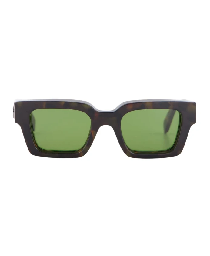 

Прямоугольные солнцезащитные очки с черепаховым узором и зелеными линзами. Off White, коричневый