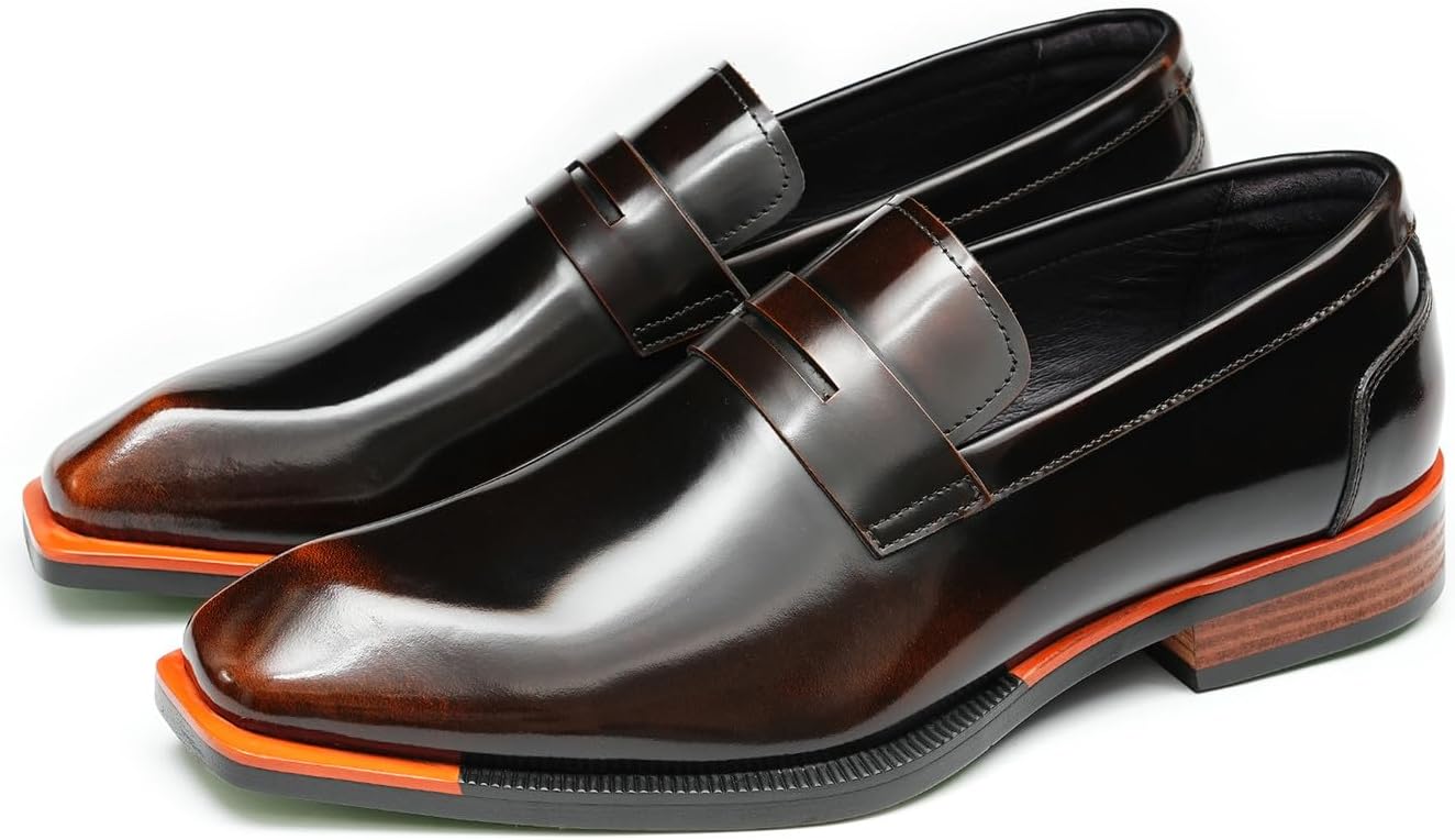 

Мужские туфли-лоферы Santimon- слипоны из лакированной кожи с заостренным носком, формальные деловые и повседневные туфли для свадьбы, выпускного, смокинга- удобные мокасины, коричневый