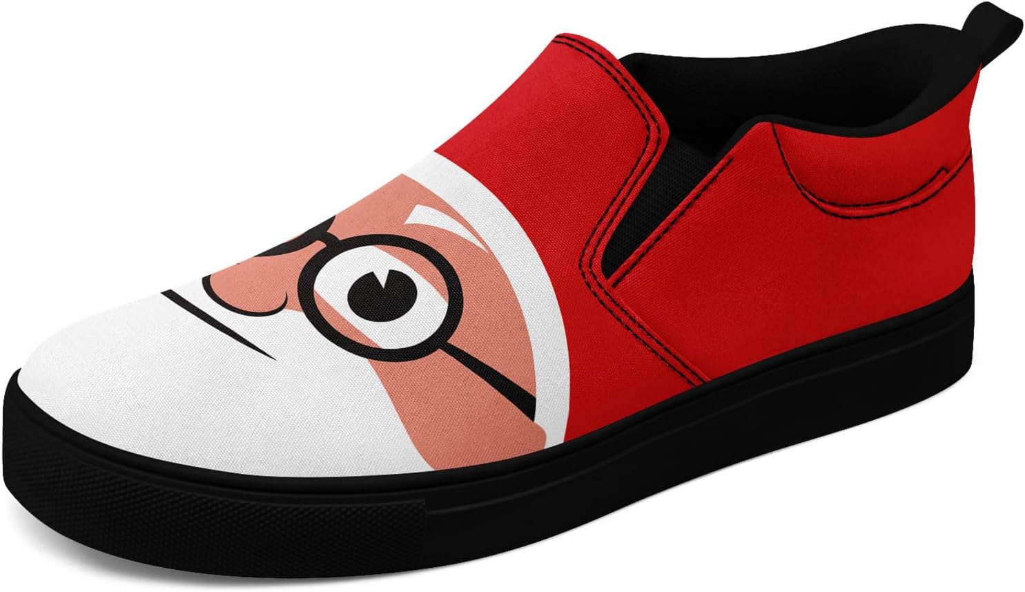 

Кеды на тканевой основе AWSOLE с рождественским дизайном для мужчин и женщин, праздничные кроссовки, подарок на Рождество, с изображением Санты, удобные для носки/снятия, плоские повседневные туфли, белый/черный/красный/бежевый