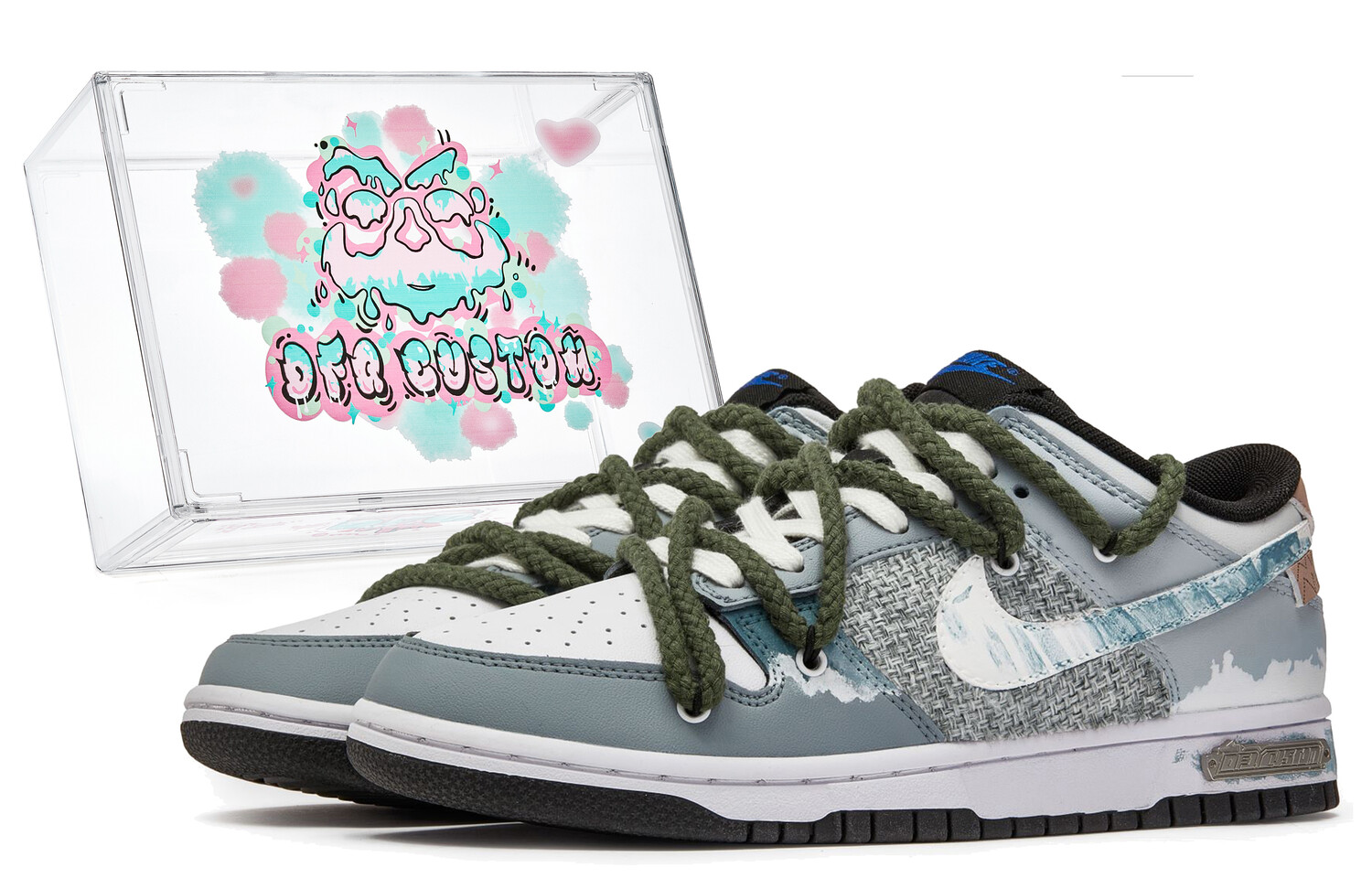 

Кроссовки Nike Dunk Skateboarding Shoes Unisex Low-top Gray/Blue, серый