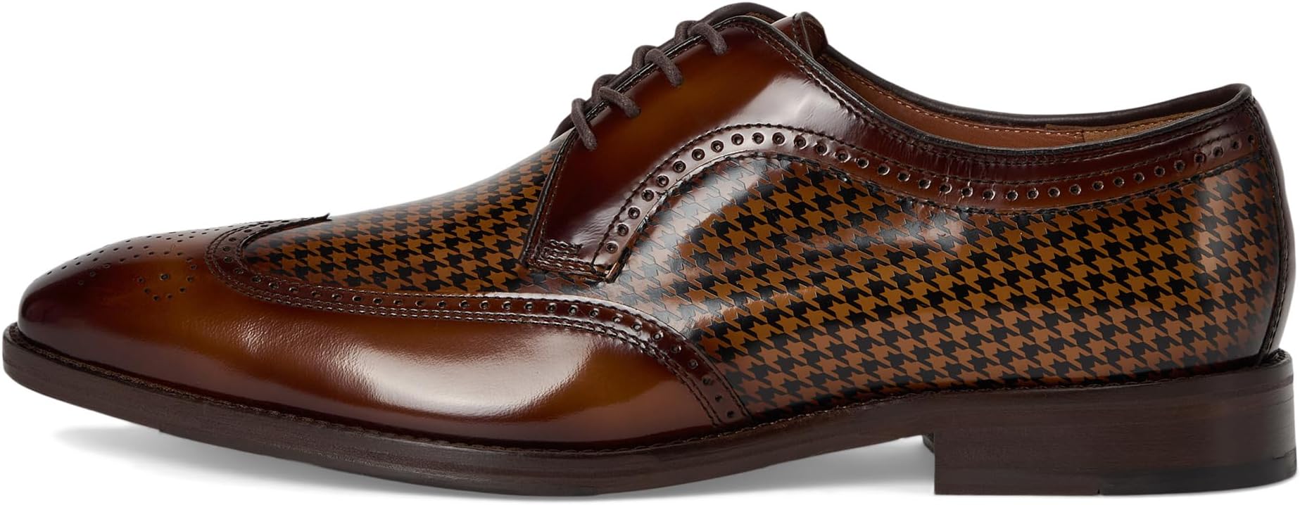 Оксфорды Johnston & Murphy Sullivan Wingtip, цвет Mahogany Brush-off Houndstooth Calfskin — фото 4