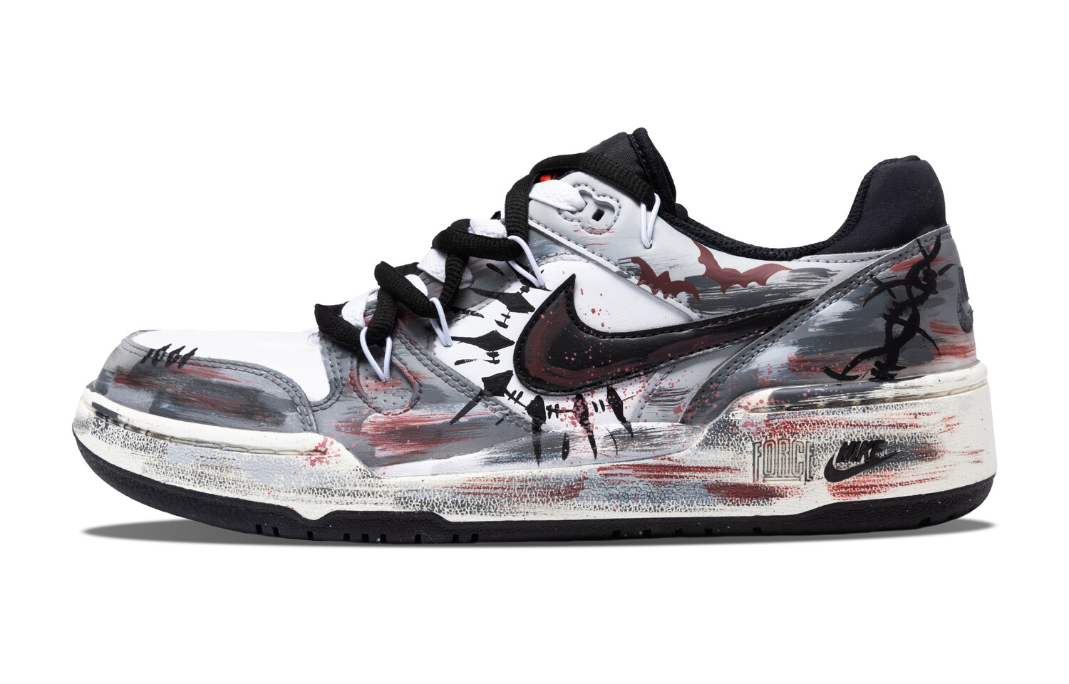 

Кроссовки Nike Full Force Skateboarding Shoes Men Low-top Black/grey/red, серый