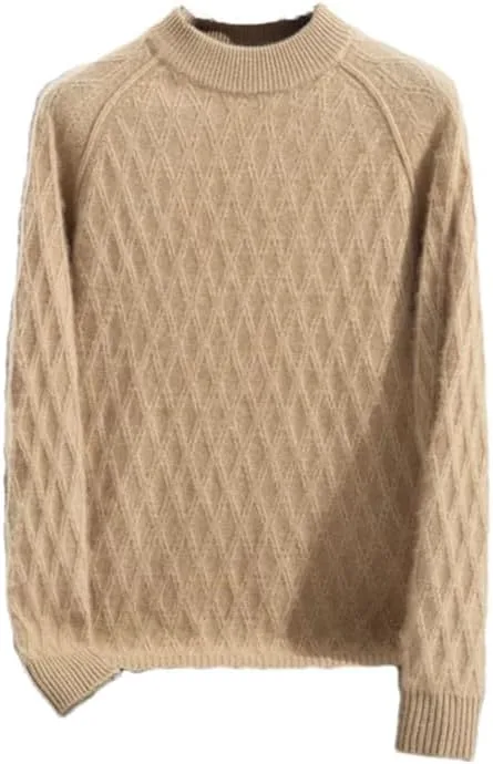 

Мужской вязаный пуловер с воротником-стойкой, свободный, с длинными рукавами и цветочным узором