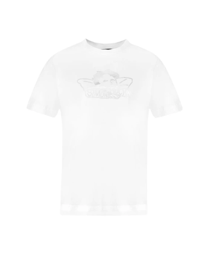 

Хлопковая футболка с рисунком Angel серебро Simone Rocha, белый